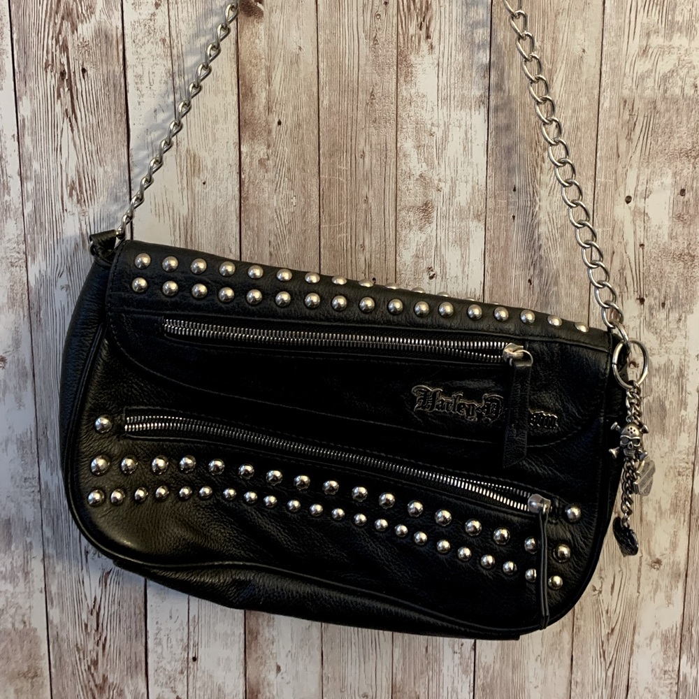 Black studded bag with chain